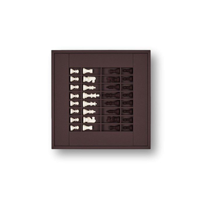 Coffret d'échecs - Cuir - Effet de Buffle - 45cm