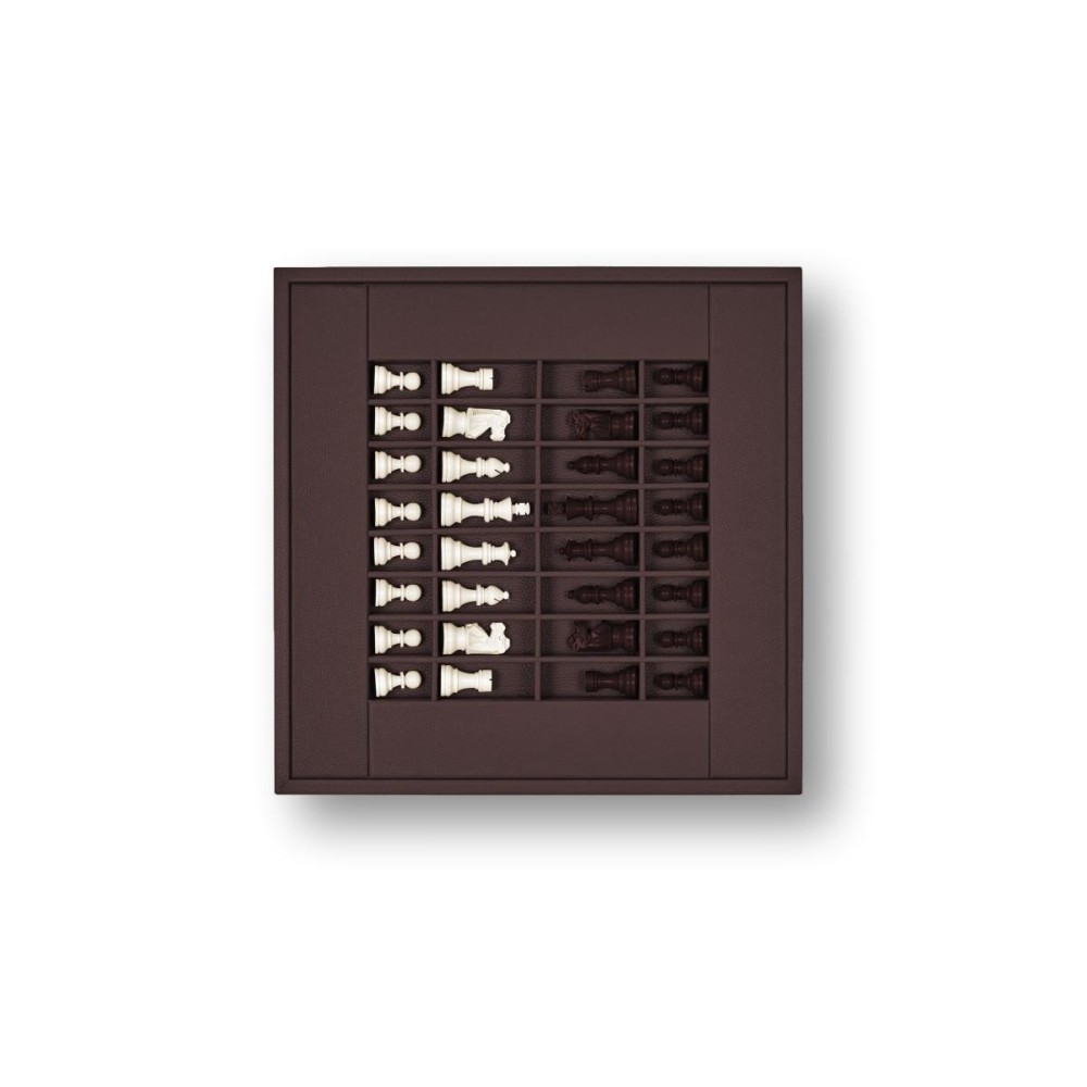 Coffret d'échecs - Cuir - Effet de Buffle - 45cm
