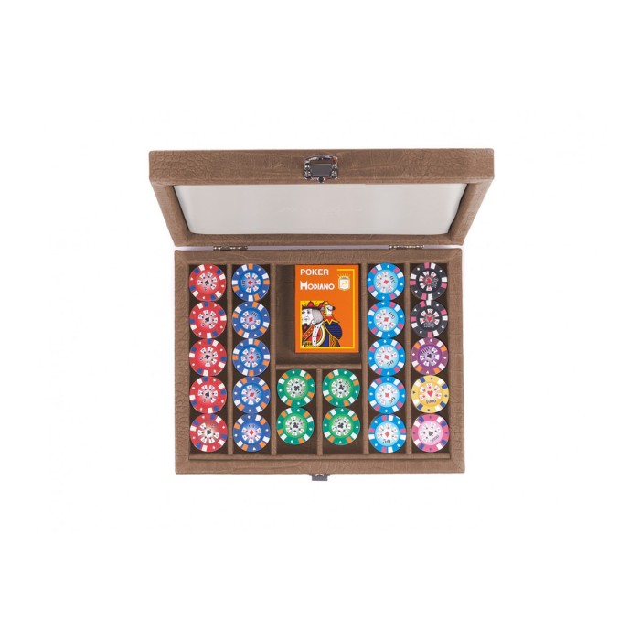 Coffret Poker - 240 jetons - Cuir - Effet Alligator