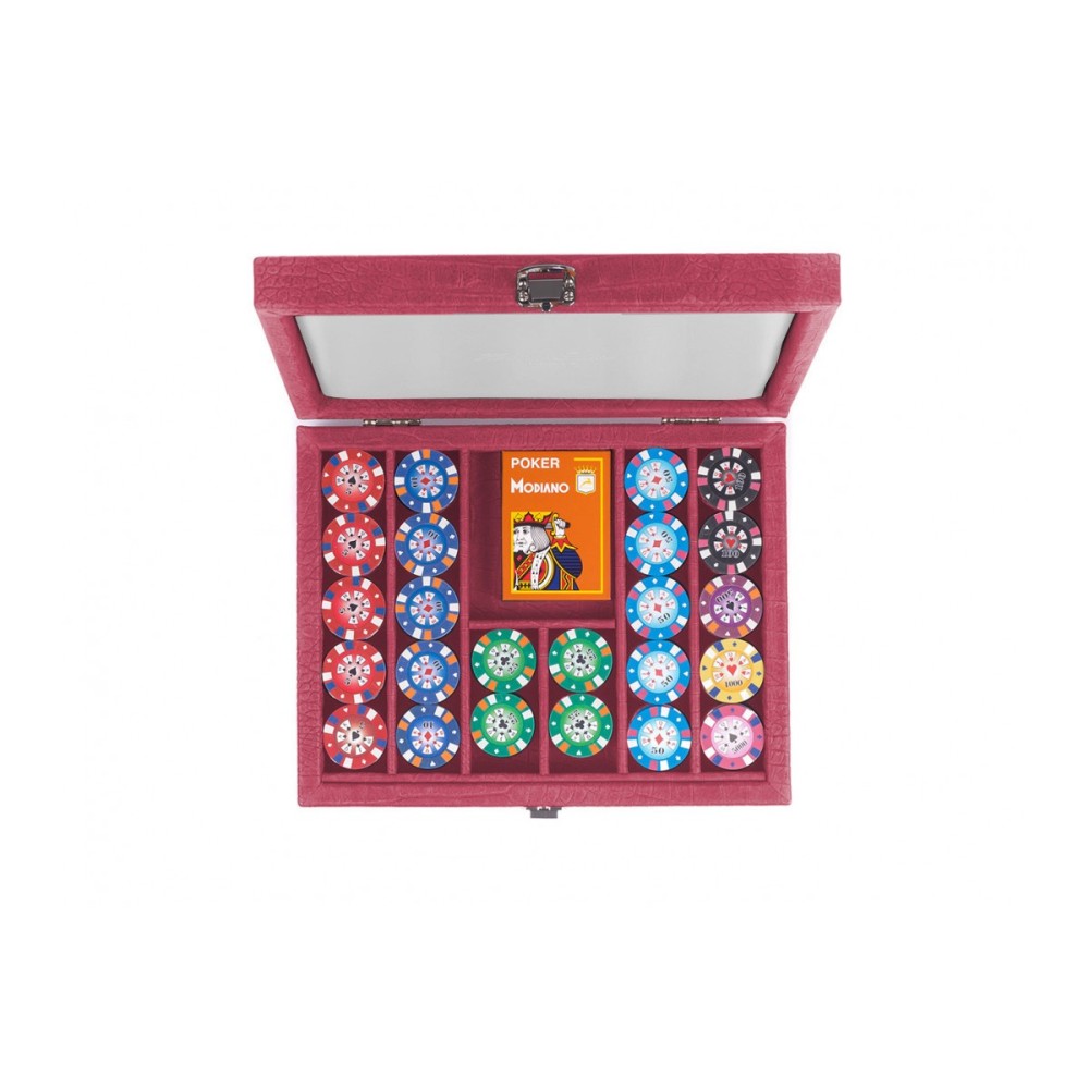 Coffret Poker - 240 jetons - Cuir - Effet Alligator