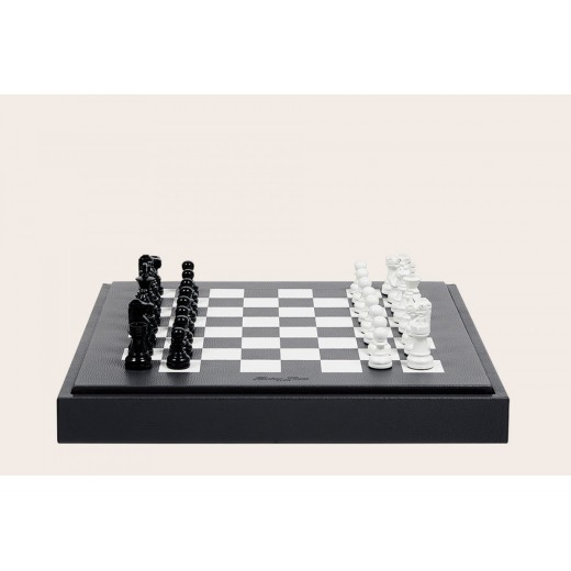 Coffret d'échecs - Cuir - Effet de Buffle - 45cm