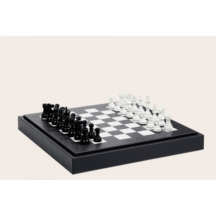 Coffret d'échecs - Cuir - Effet de Buffle - 45cm