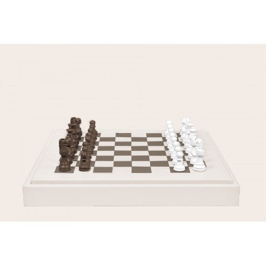 Coffret d'échecs - Cuir - Effet de Buffle - 45cm