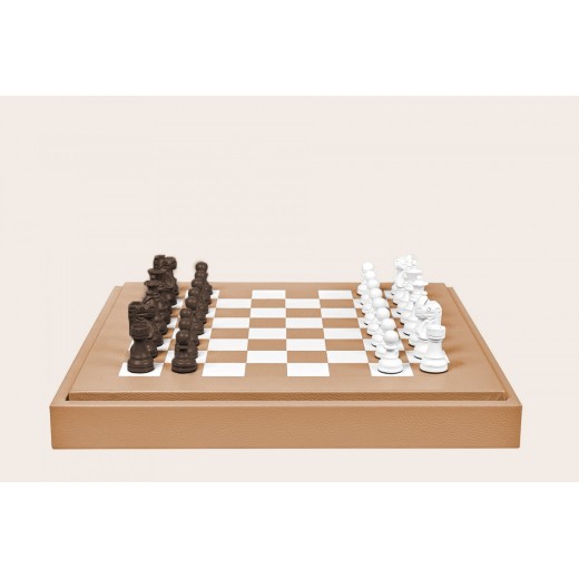 Coffret d'échecs - Cuir - Effet de Buffle - 45cm