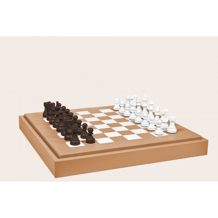Coffret d'échecs - Cuir - Effet de Buffle - 45cm