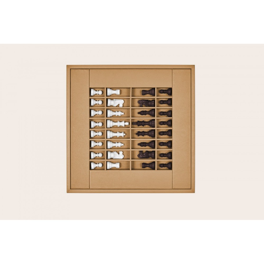 Coffret d'échecs - Cuir - Effet de Buffle - 45cm