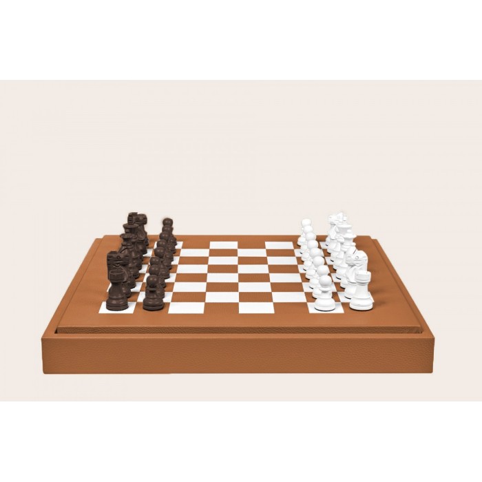 Coffret d'échecs - Cuir - Effet de Buffle - 45cm