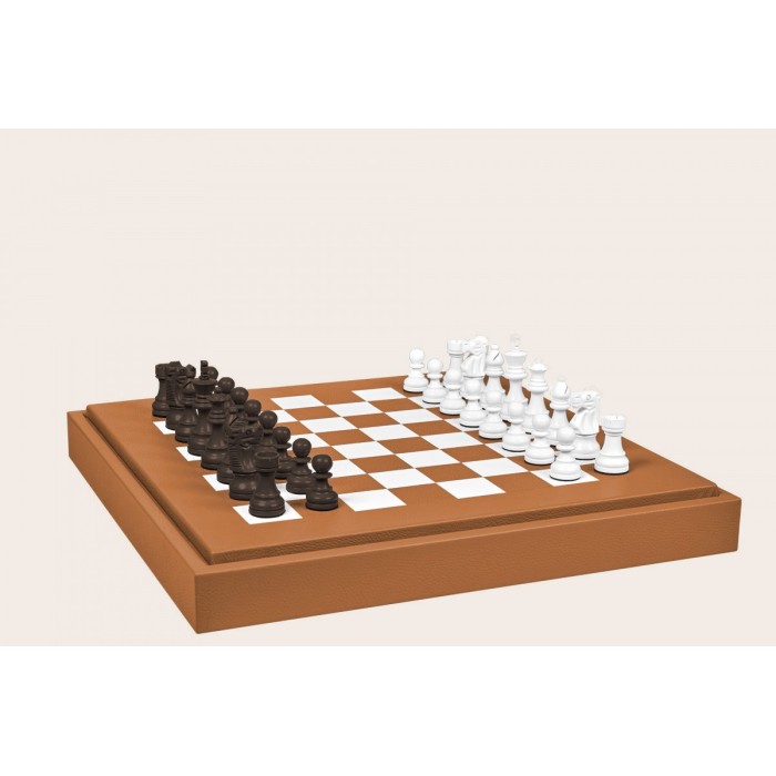 Coffret d'échecs - Cuir - Effet de Buffle - 45cm