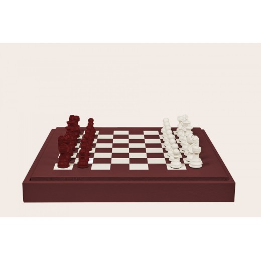 Coffret d'échecs - Cuir - Effet de Buffle - 45cm
