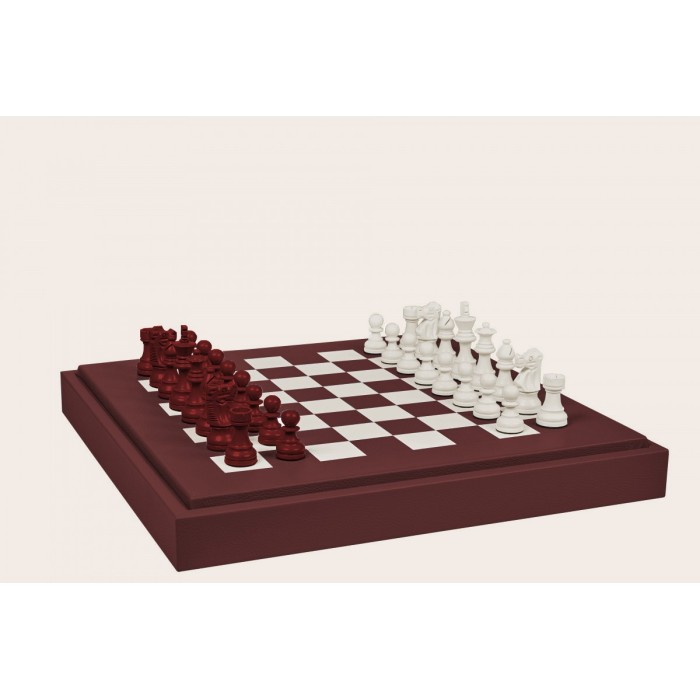Coffret d'échecs - Cuir - Effet de Buffle - 45cm