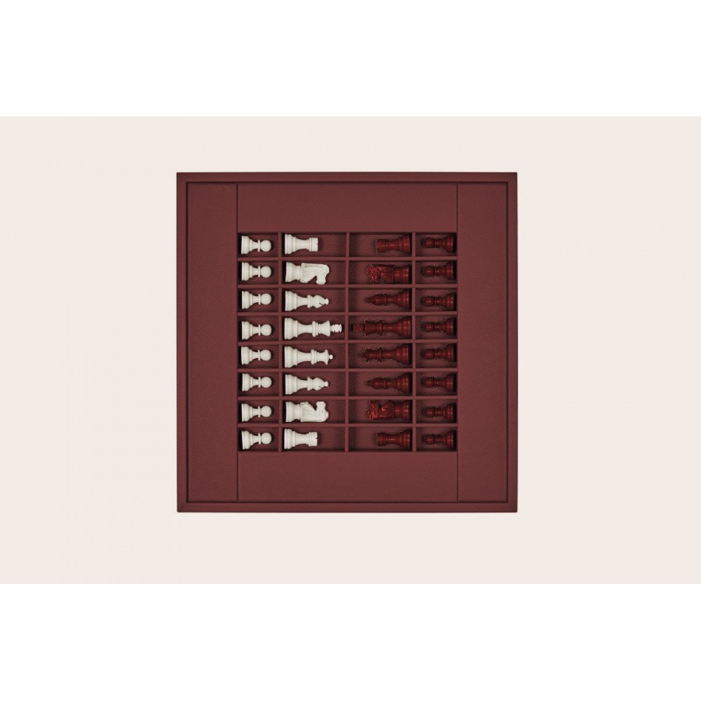 Coffret d'échecs - Cuir - Effet de Buffle - 45cm