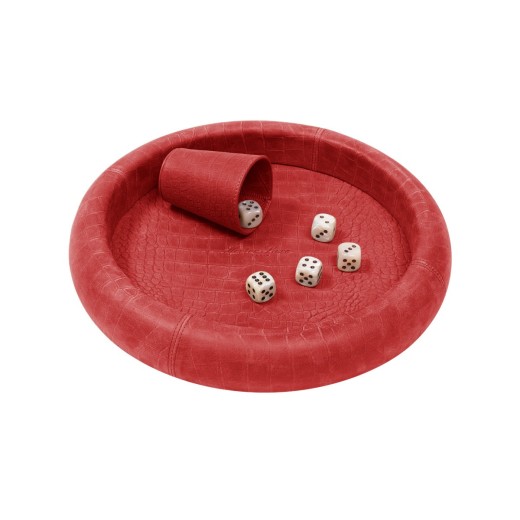 Piste de Dés en Cuir Ronde - Effet Alligator