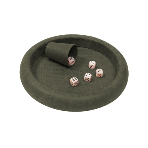 Piste de Dés en Cuir Ronde - Effet Alligator