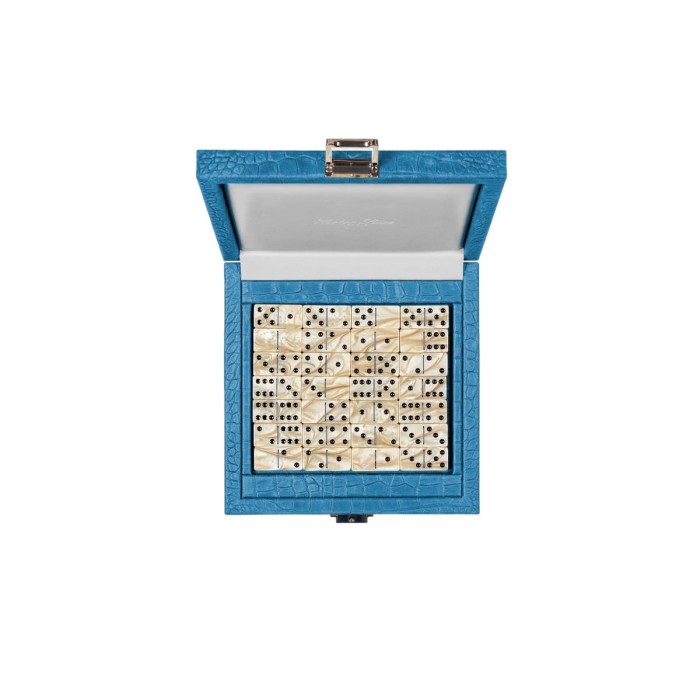 Coffret Domino Deluxe - Cuir - Effet Alligator