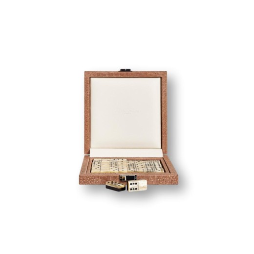 Coffret Domino Deluxe - Cuir - Effet Alligator