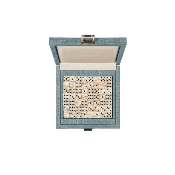 Coffret Domino Deluxe - Cuir - Effet Alligator