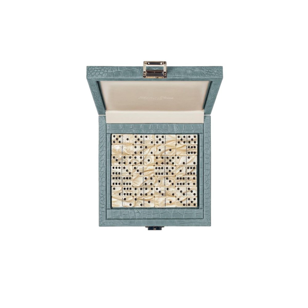 Coffret Domino Deluxe - Cuir - Effet Alligator