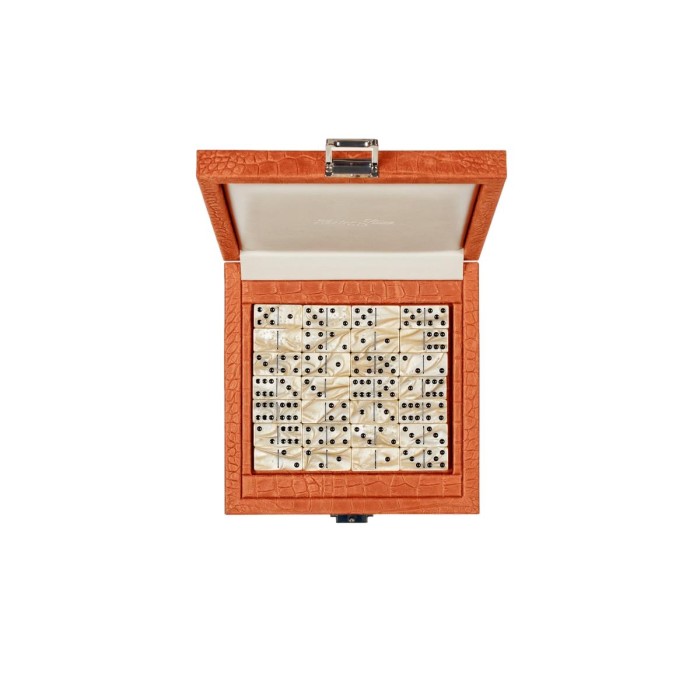 Coffret Domino Deluxe - Cuir - Effet Alligator