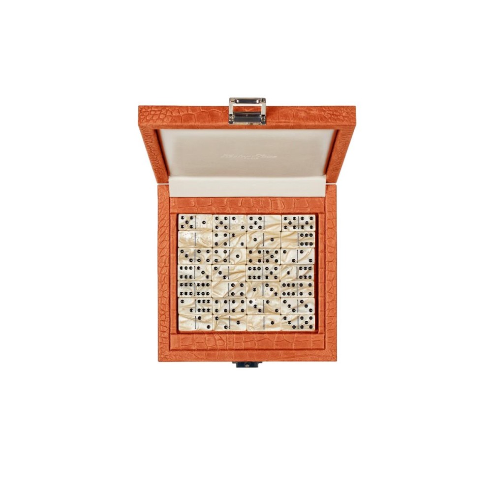 Coffret Domino Deluxe - Cuir - Effet Alligator