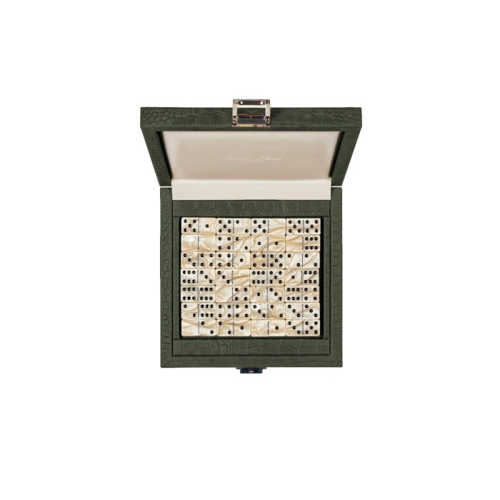 Coffret Domino Deluxe - Cuir - Effet Alligator