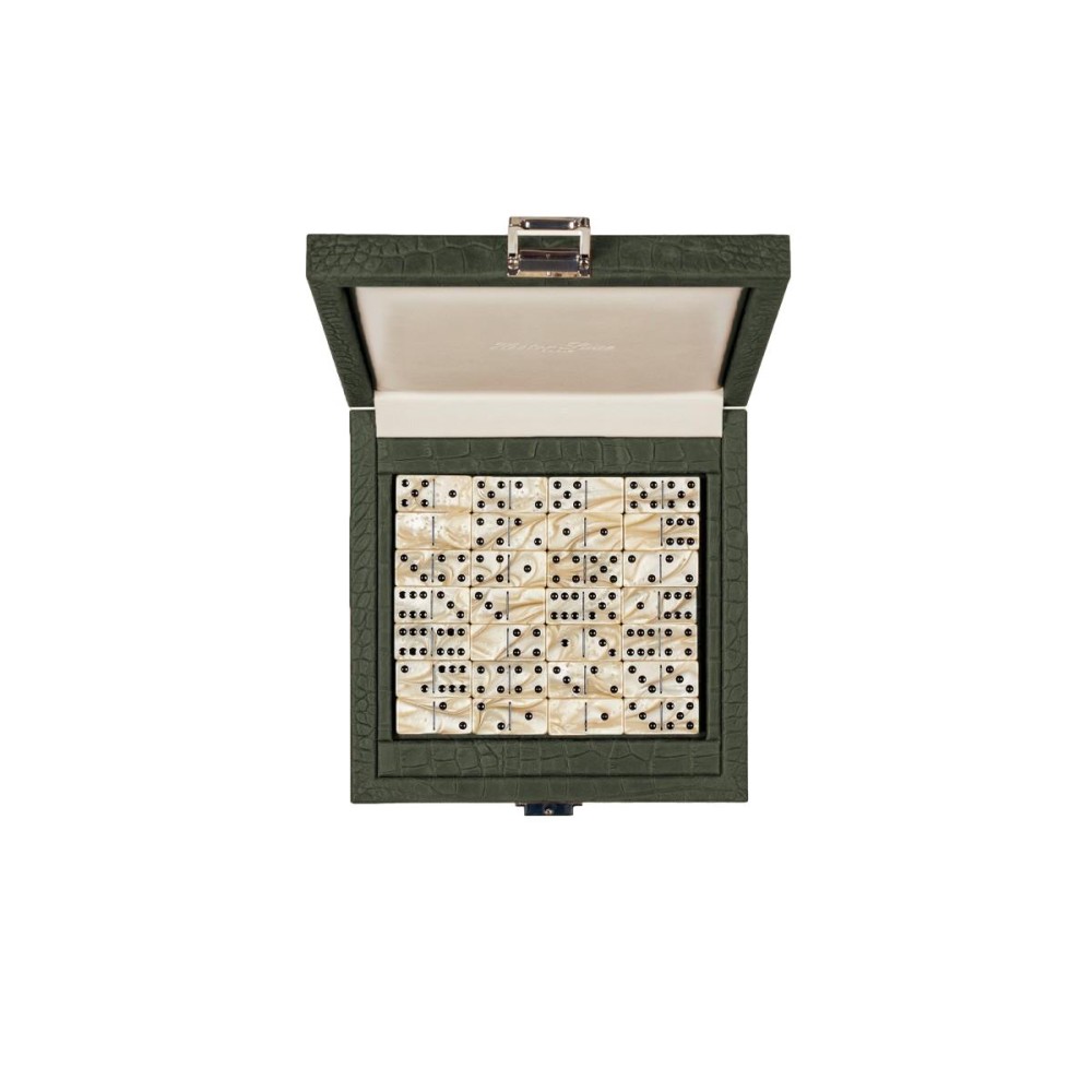Coffret Domino Deluxe - Cuir - Effet Alligator