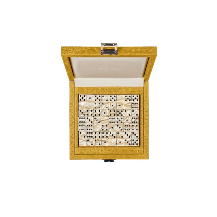 Coffret Domino Deluxe - Cuir - Effet Alligator