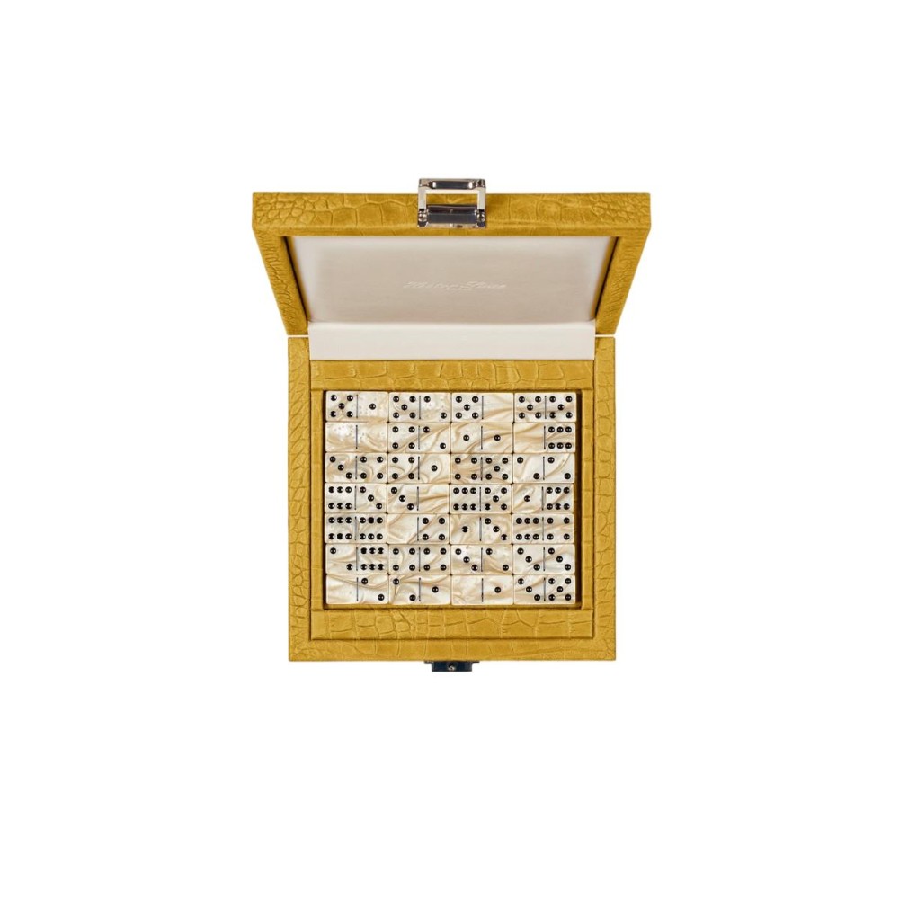 Coffret Domino Deluxe - Cuir - Effet Alligator