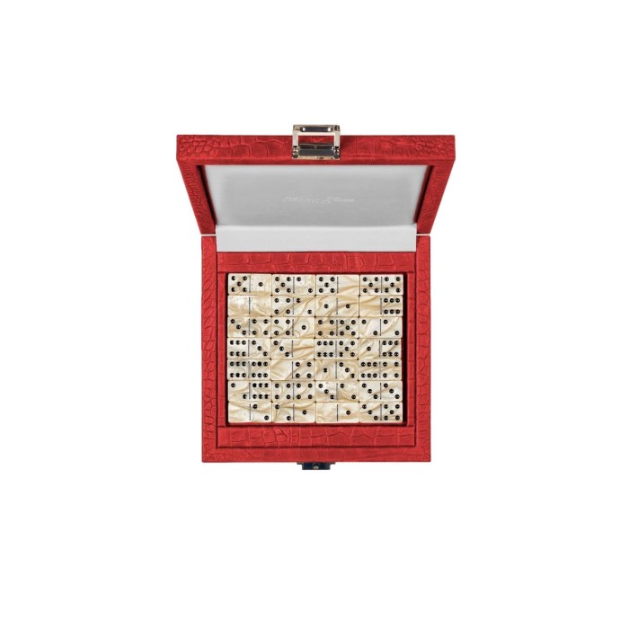 Coffret Domino Deluxe - Cuir - Effet Alligator