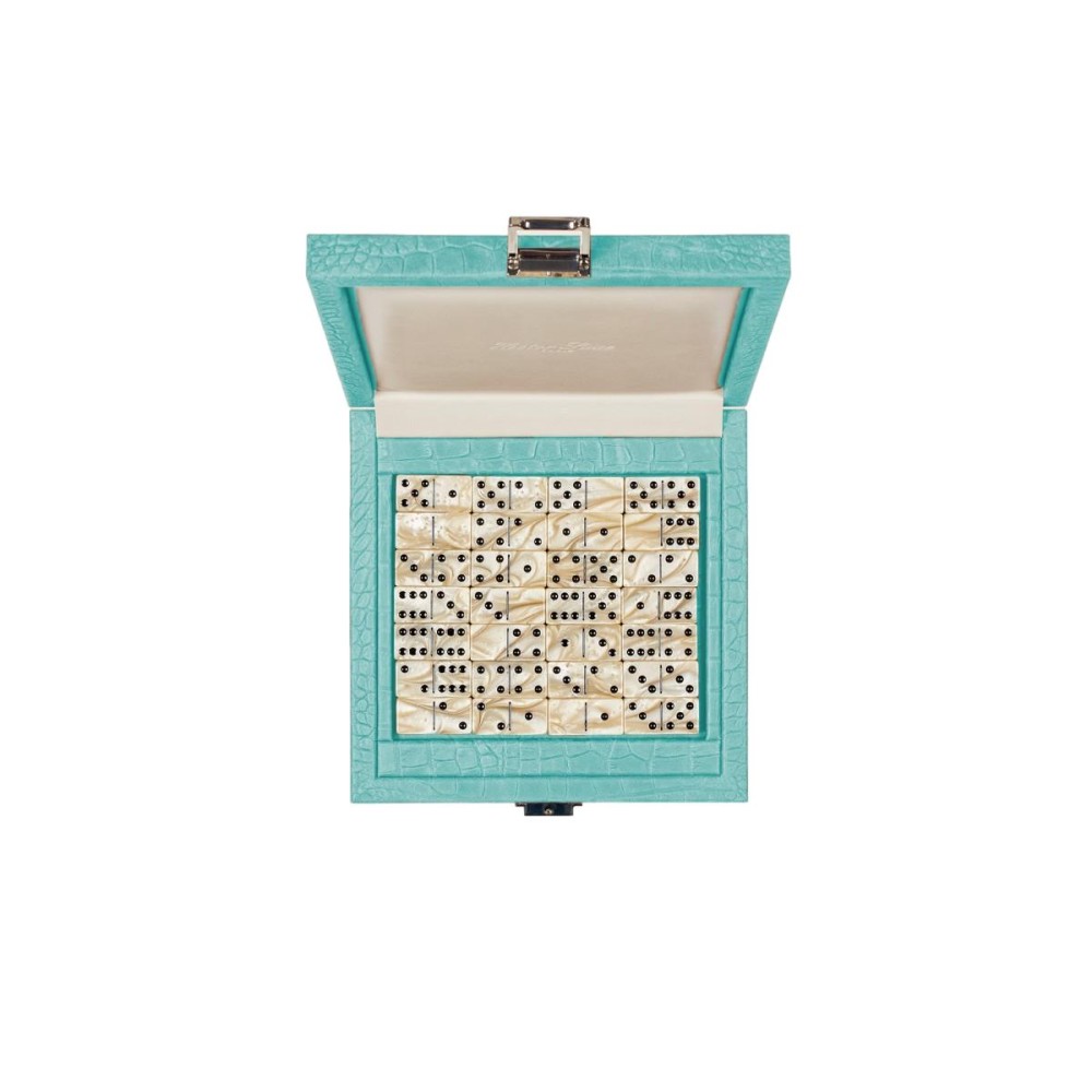 Coffret Domino Deluxe - Cuir - Effet Alligator