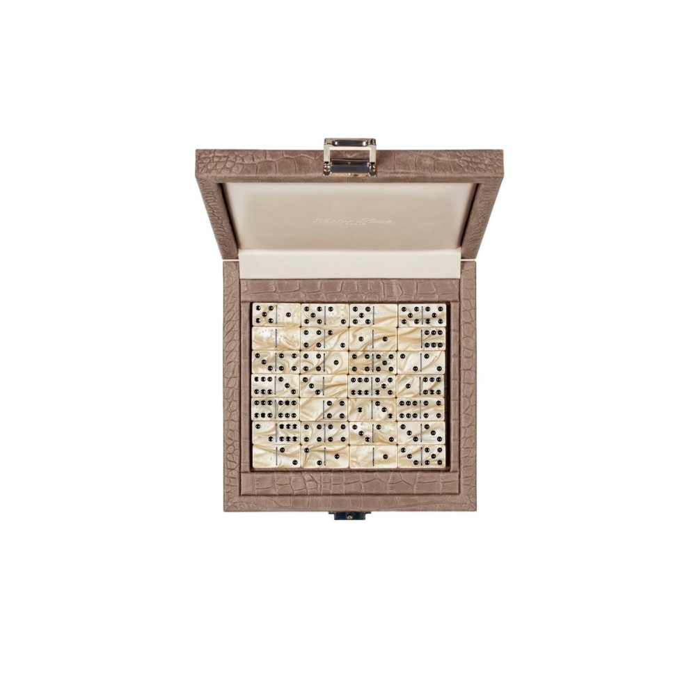 Coffret Domino Deluxe - Cuir - Effet Alligator