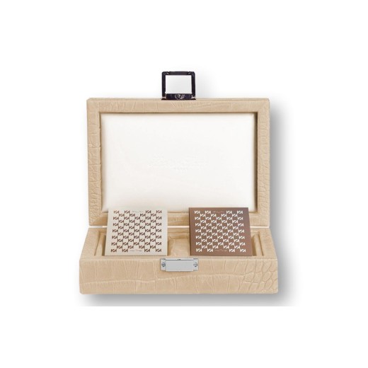 Coffret Cartes - Cuir - Effet Alligator