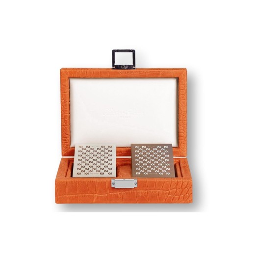 Coffret Cartes - Cuir - Effet Alligator