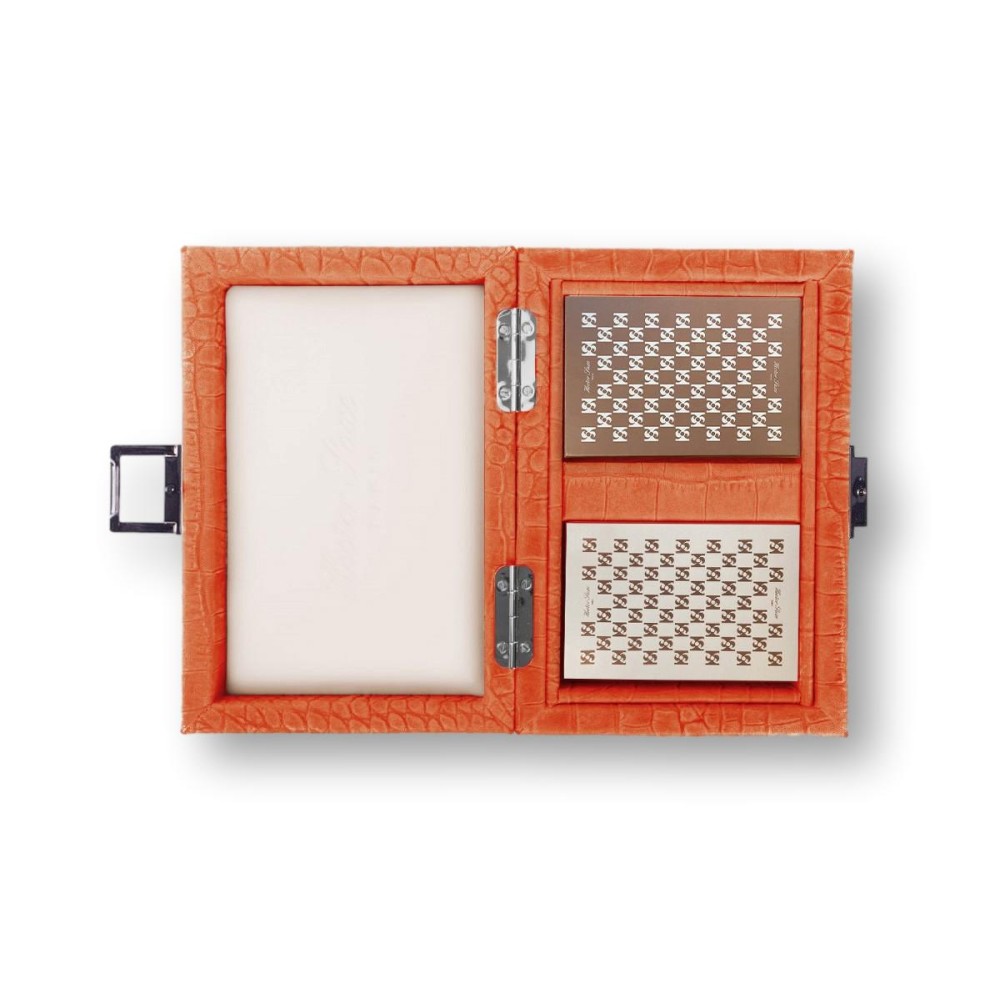 Coffret Cartes - Cuir - Effet Alligator