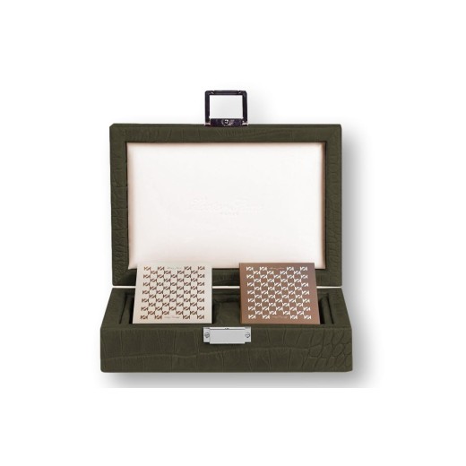 Coffret Cartes - Cuir - Effet Alligator