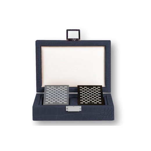 Coffret Cartes - Cuir - Effet Alligator