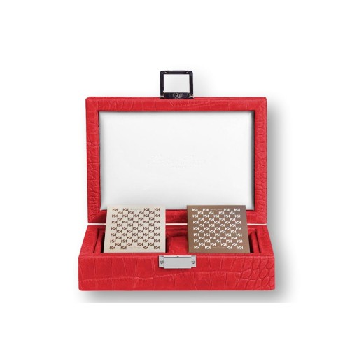 Coffret Cartes - Cuir - Effet Alligator