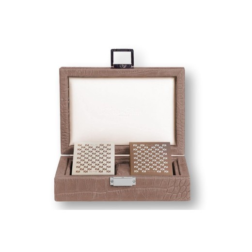 Coffret Cartes - Cuir - Effet Alligator