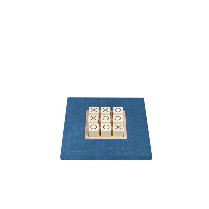 Gioco Tris in Pelle Effetto Alligatore Visone