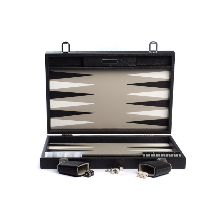 Backgammon Cuir Large Noir | Hector Saxe | L'Astuce Genève