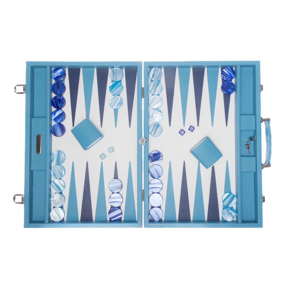 Backgammon Cuir Compétition Ciel | Hector Saxe|Astuce Genève