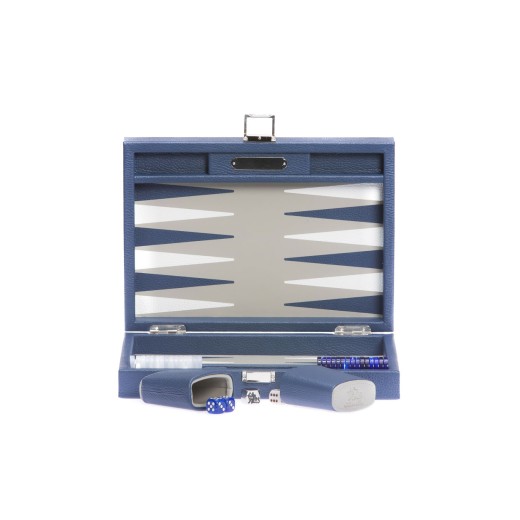 Backgammon Cuir Small Bleu de France | Hector Saxe|Astuce Genève