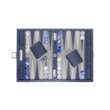 Backgammon Cuir Small Bleu de France | Hector Saxe|Astuce Genève