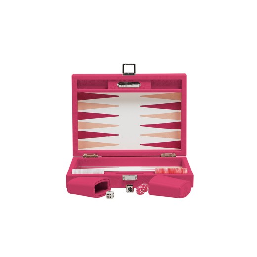 Backgammon Cuir Small Fushia | Hector Saxe | L'Astuce Genève