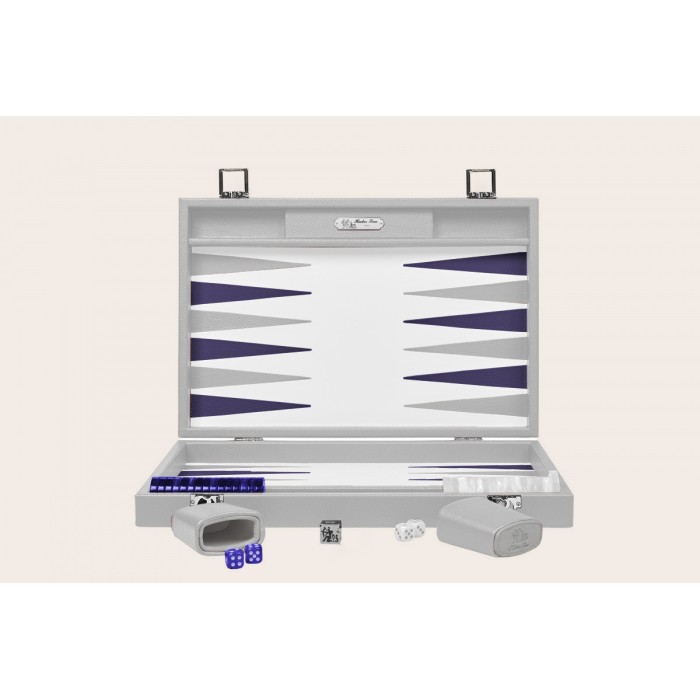 Backgammon Cuir Large Gris | Hector Saxe | L'Astuce Genève