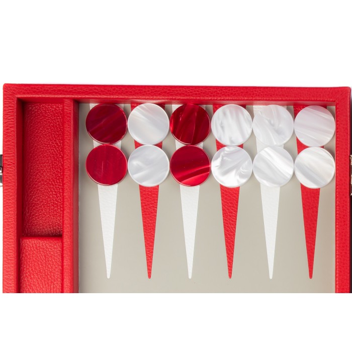 Backgammon Cuir Large Rouge | Hector Saxe | L'Astuce Genève