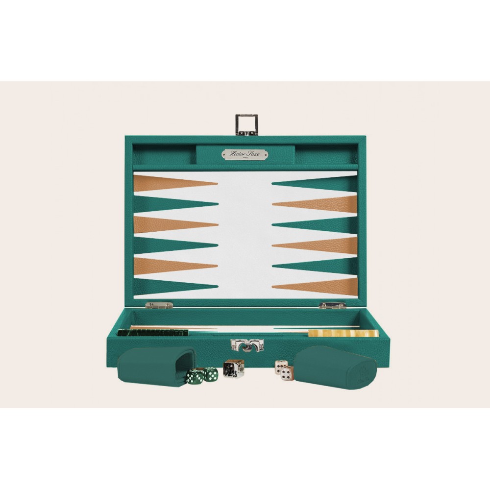 Backgammon Cuir Medium Avocado | Hector Saxe | L'Astuce Genève