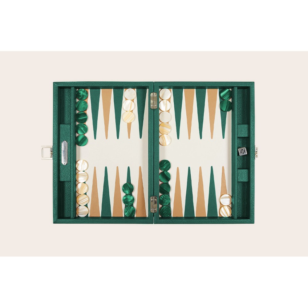 Backgammon Cuir Medium Avocado | Hector Saxe | L'Astuce Genève