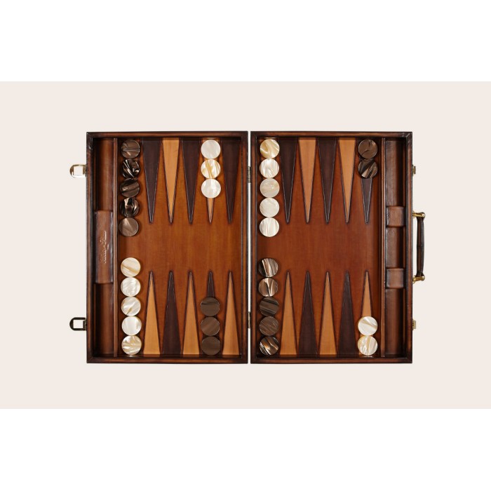 Backgammon Cuir Compétition Cognac | Hector Saxe|Astuce Genève