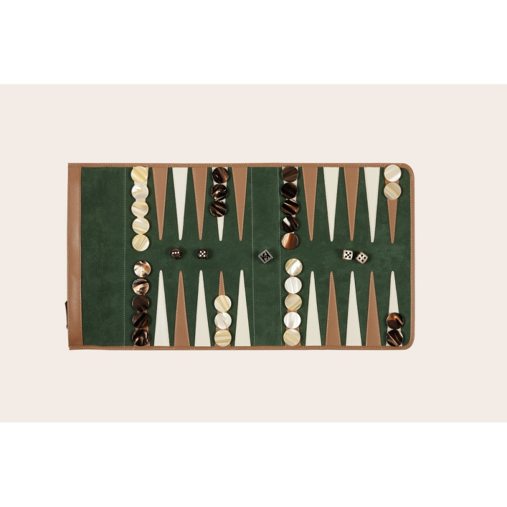 Backgammon da Viaggio in Pelle Scamosciata