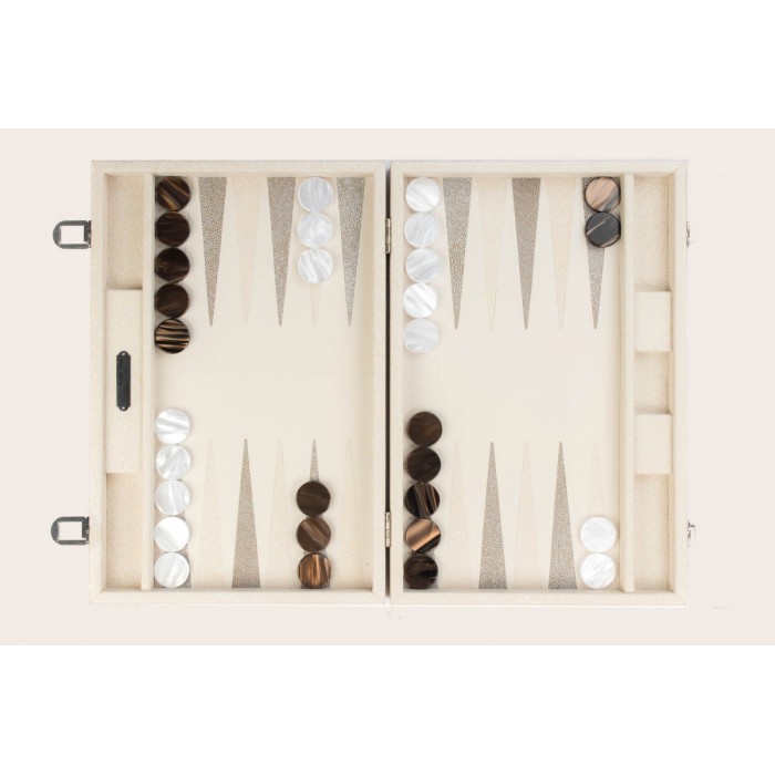 Backgammon en Cuir - Effet Galuchat - Format Large